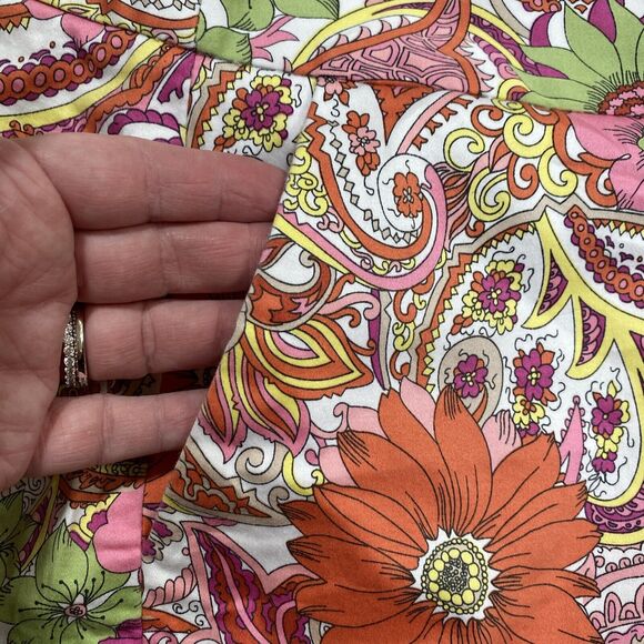 Talbots Size 10 Shorts Colorful Floral Pink Orange Green Preppy Cotton Stretch - Picture 3 of 6
